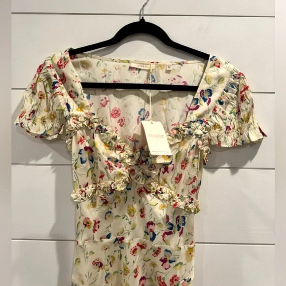 NWT Doen Valerine cream floral silk maxi dress - Picture 5 of 9